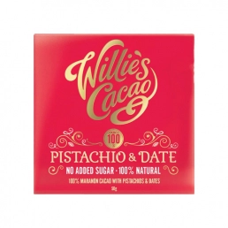 Willie's Cacao Pistachio & Date No Added Sugar 100% Natural Chocolate 50g