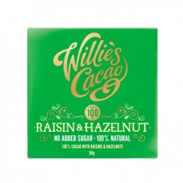 Willie's Cacao Raisin & Hazelnut 100% No Added Sugar Chocolate 50g